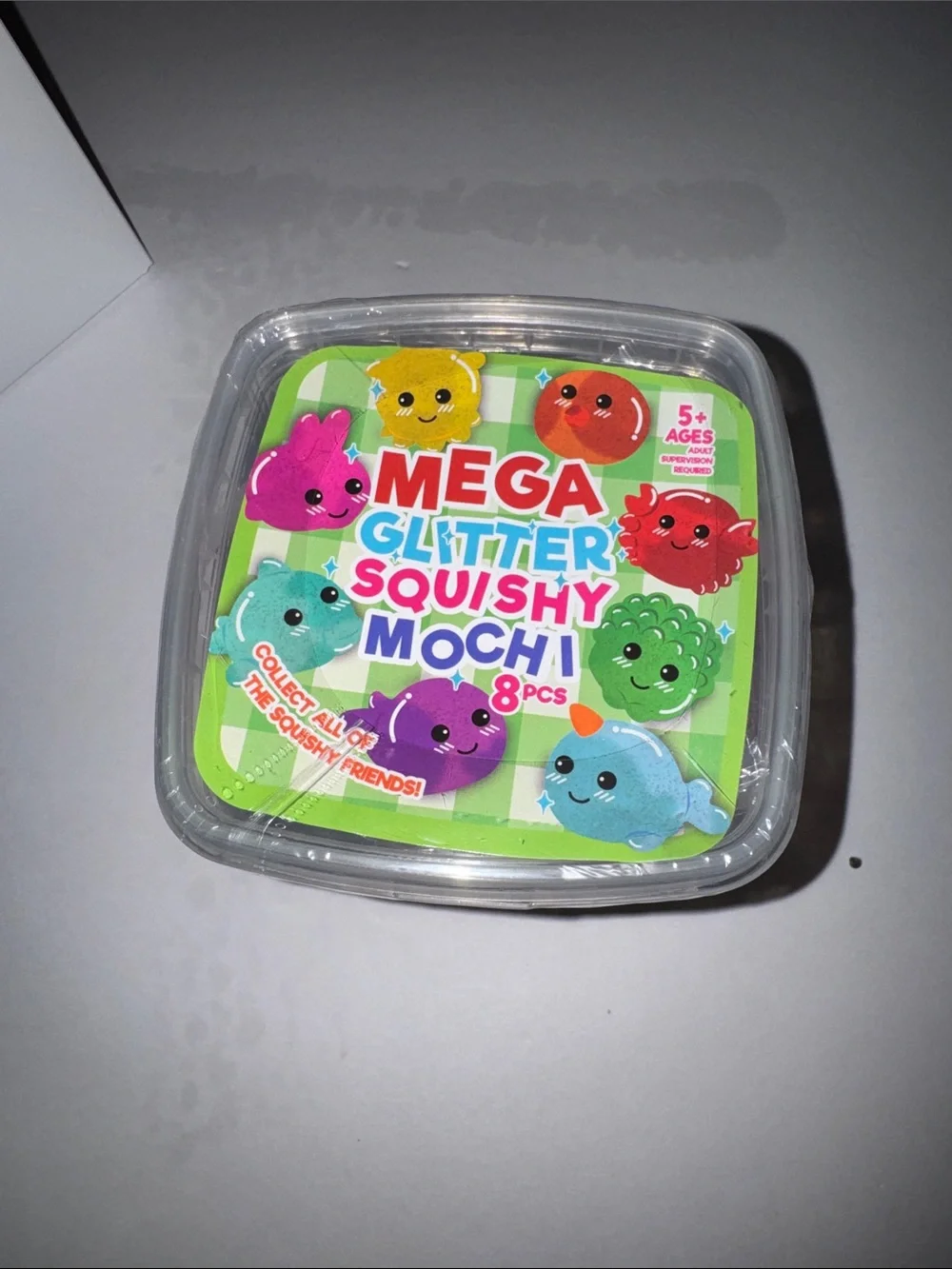 Mega Glitter Squishy Mochi 8pc Set - Assorted Colors